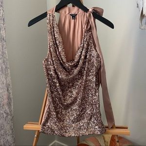 Ann Taylor Sequin Tie Shoulder Top
